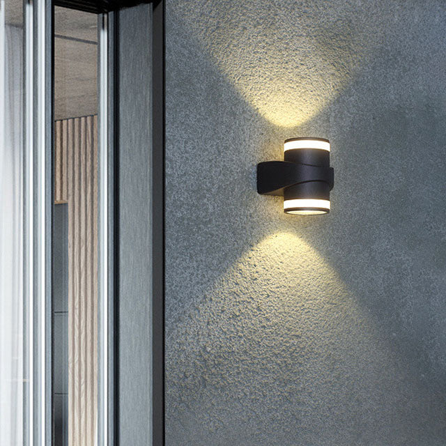 Moderne zylindrische Druckguss-Aluminium LED wasserdichte Außen-Garten-Wandleuchte | Brehn
