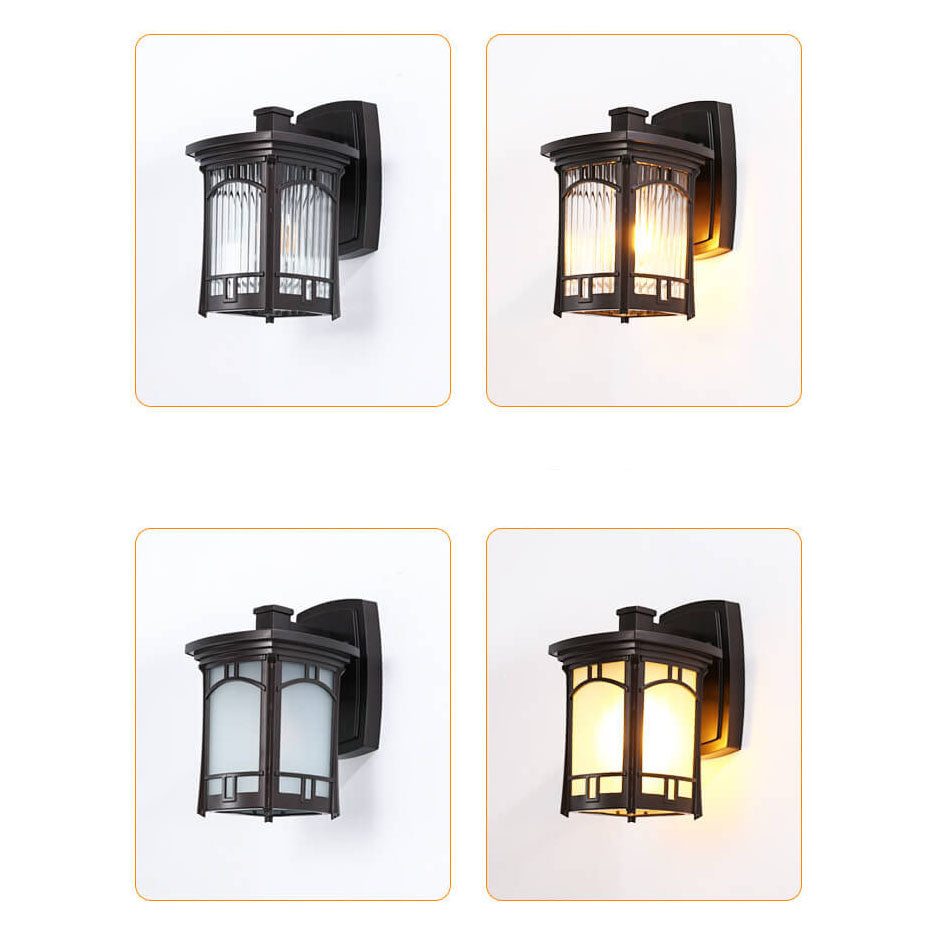 Moderne quadratische Aluminium-Glas-carved 1-Licht Außen wasserdichte Wandlampe | Brehn