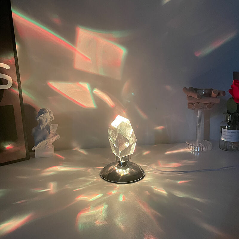 Brehn | LuxorLite Diamant Crystal LED Tischlampe | Luxuriöses Stimmungslicht | 3- oder 16-Farbenwechsel | Kabelloses Nachtlicht