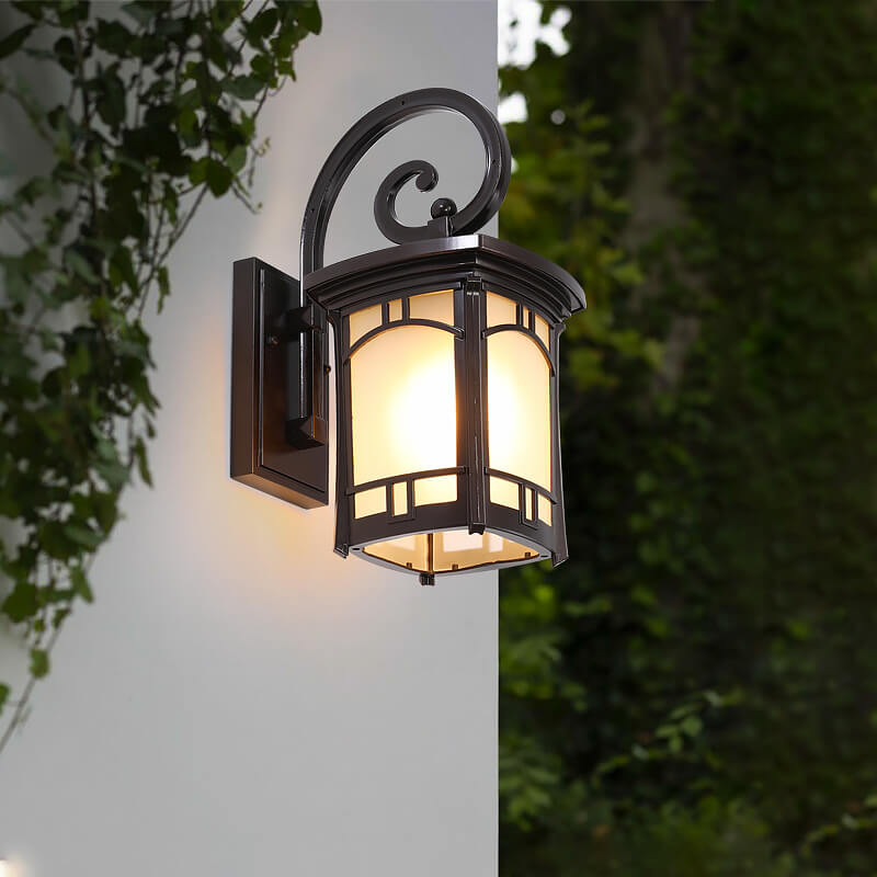 Moderne quadratische Aluminium-Glas-carved 1-Licht Außen wasserdichte Wandlampe | Brehn