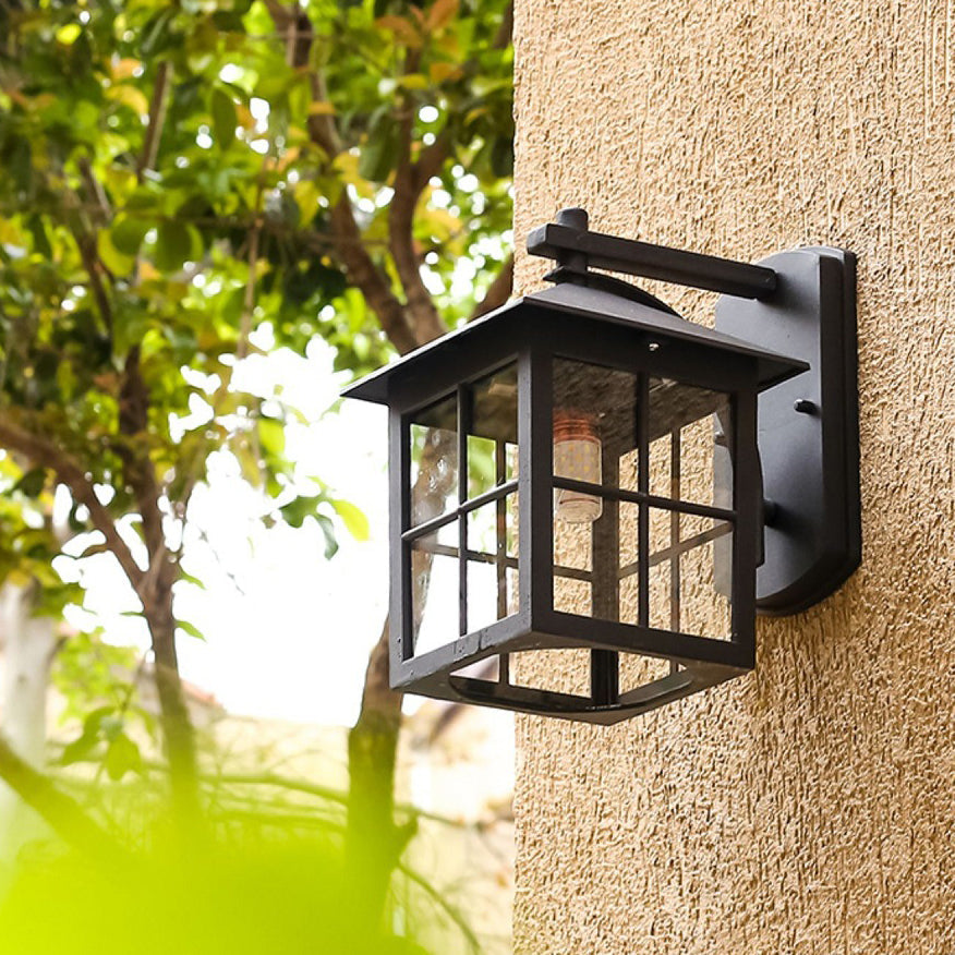 Moderne Einfachheit Wasserdicht Aluminium Quadrat Glas Schirm 1-Licht Wand Sconce Lampe Für Outdoor Patio | Brehn
