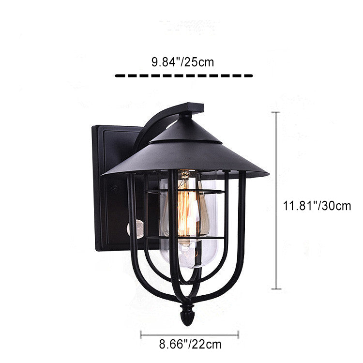 Zeitgenössische industrielle Eisen wasserdichte menschliche Körpersensor 1-Licht Außenwand Sconces Lampe für Außenpatio | Brehn