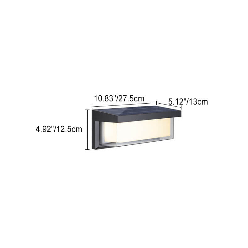 Moderner minimalistischer solarbetriebener rechteckiger PC-LED-Außenwandlampen für den Außenpatio | Brehn