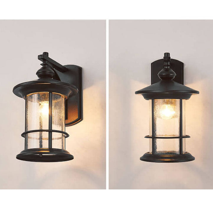 Industrielle Vintage Blasen-Glas-Säule 1-Licht Außen wasserdichte Wand Leuchte Lampe | Brehn