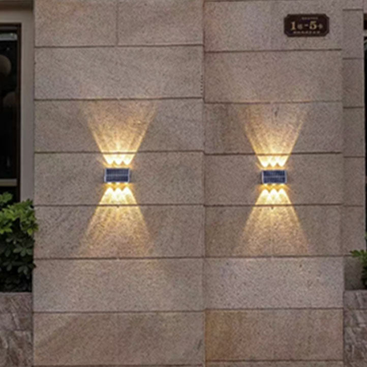 Zeitgenössische industrielle Solar wasserdichte ABS Säulen LED Wandlampe für den Außenbereich | Brehn