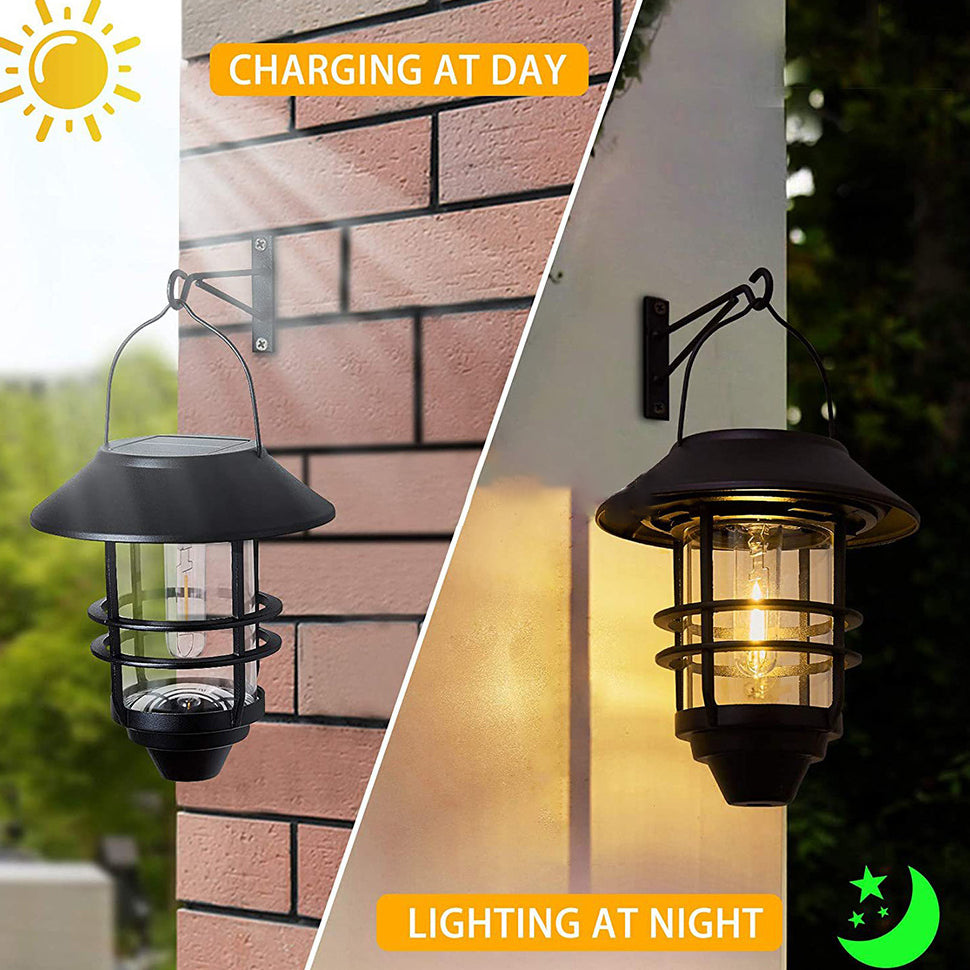 Zeitgenössische Retro Solar Wasserdicht Aluminium Glas Laterne Zylinder 1-Licht Hängende Wand Scone Lampe Für Außenpatio | Brehn
