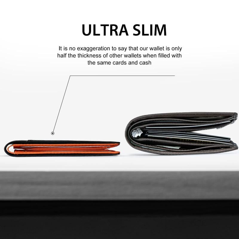Slim RFID-Geldbörse für Herren | Kartenetui aus Leder | Schwarz