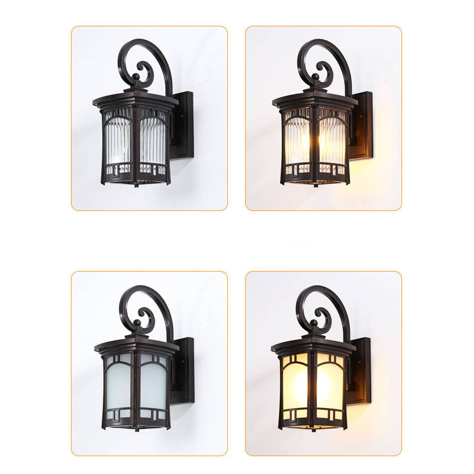 Moderne quadratische Aluminium-Glas-carved 1-Licht Außen wasserdichte Wandlampe | Brehn