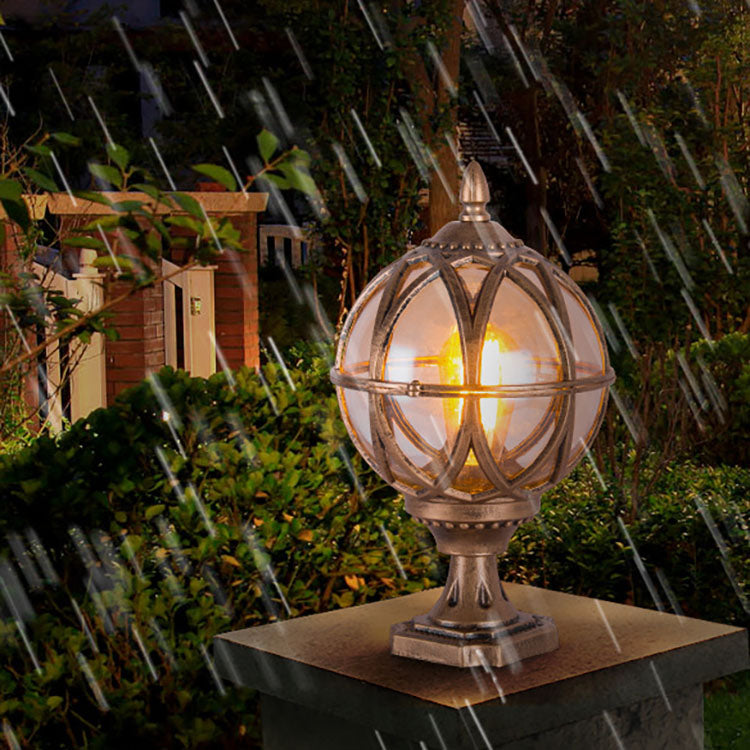 Traditionelle Kolonial-Globus-Glas-Aluminium 1-Licht-Außenleuchte für den Garten | Brehn