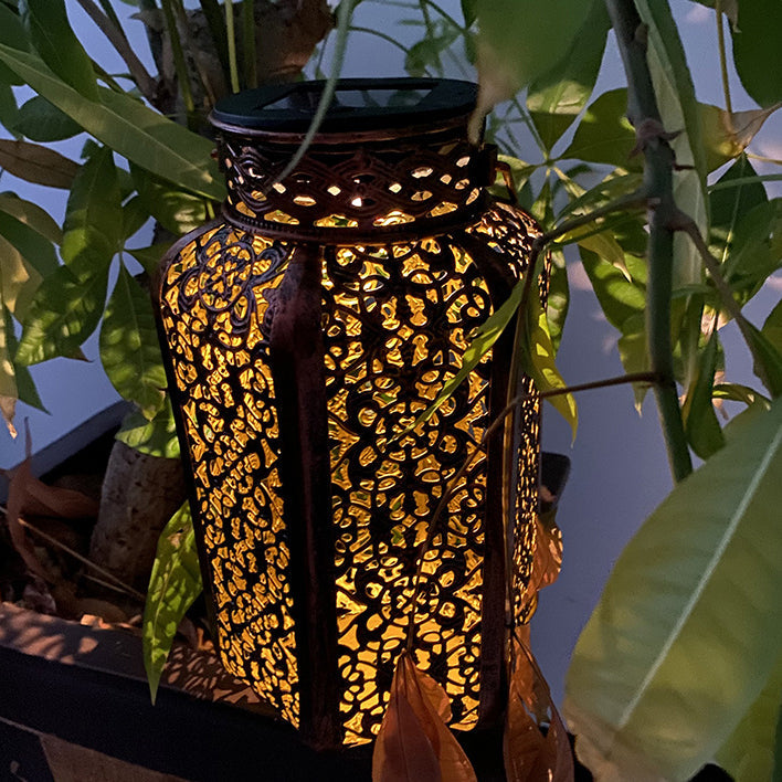 Moderne Art Deco Solar Wasserdichte Sechseckige Laterne Eisen LED Außenleuchte Für Garten | Brehn