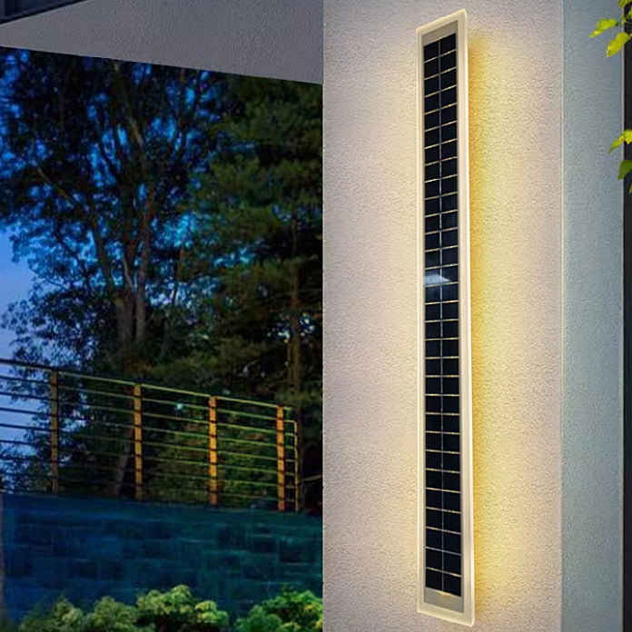 Minimalistische rechteckige LED-Wandleuchte für den Außenbereich, wasserdicht, mit Solarfunktion, für Terrasse und Garten