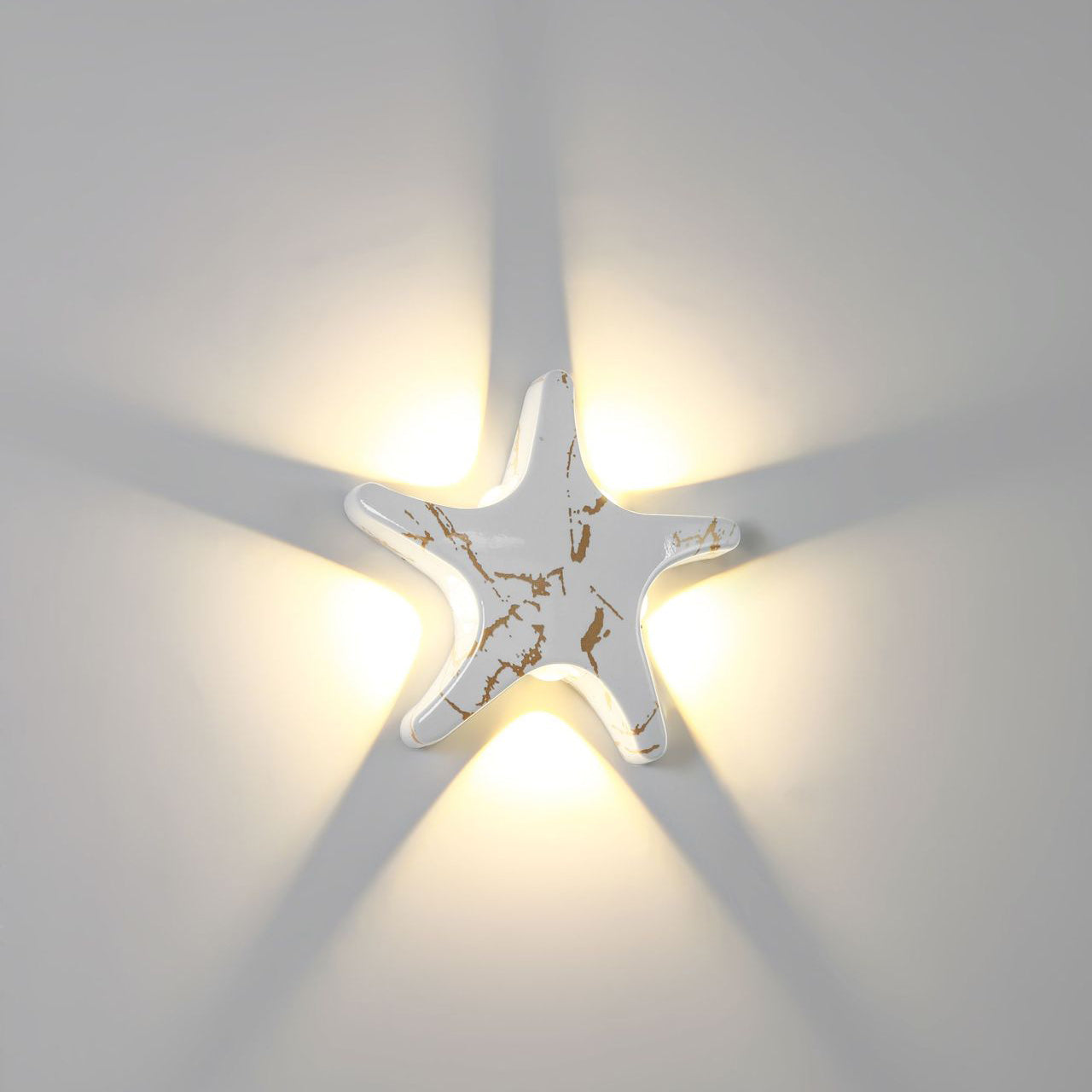 Moderne, schlichte LED-Wandleuchte aus Aluminium im Seestern-Design, wasserdicht, für die Terrasse