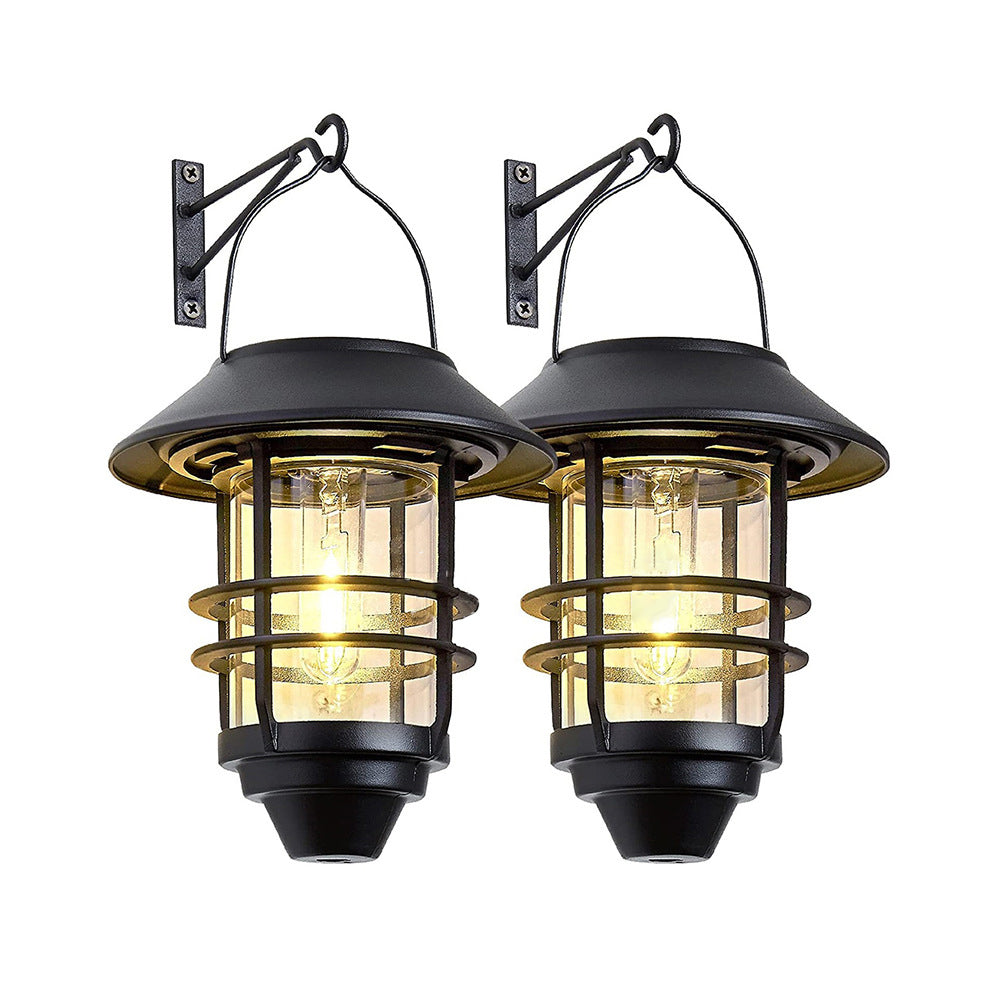Zeitgenössische Retro Solar Wasserdicht Aluminium Glas Laterne Zylinder 1-Licht Hängende Wand Scone Lampe Für Außenpatio | Brehn