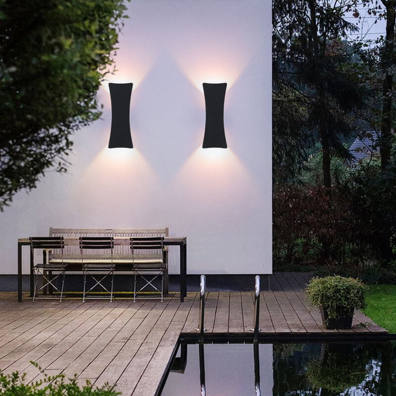 Moderne einfache rechteckige gebogene LED Außen wasserdichte Wandleuchte | Brehn