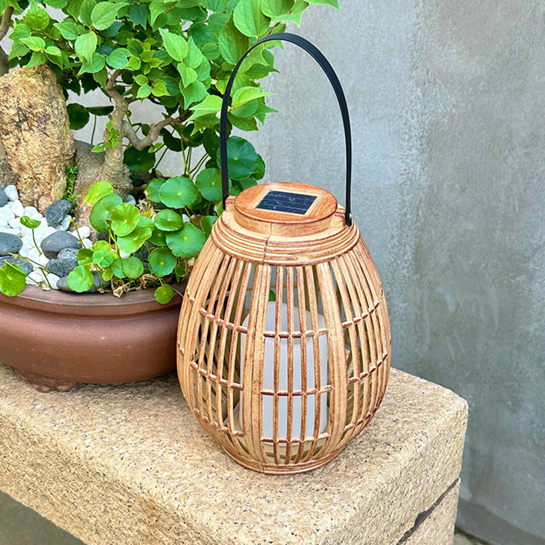 Moderne Art Deco Solar Runde Laterne Rattan LED Außen Landschaftslicht Für Garten | Brehn