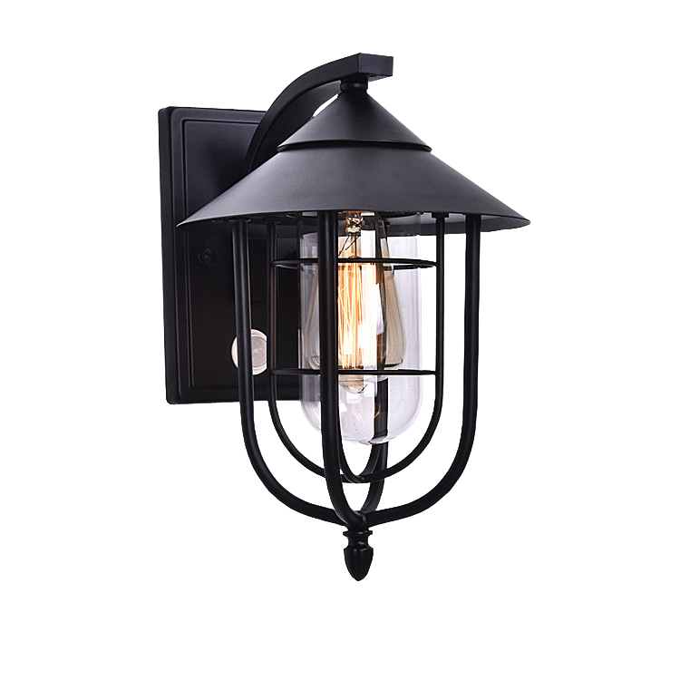 Zeitgenössische industrielle Eisen wasserdichte menschliche Körpersensor 1-Licht Außenwand Sconces Lampe für Außenpatio | Brehn