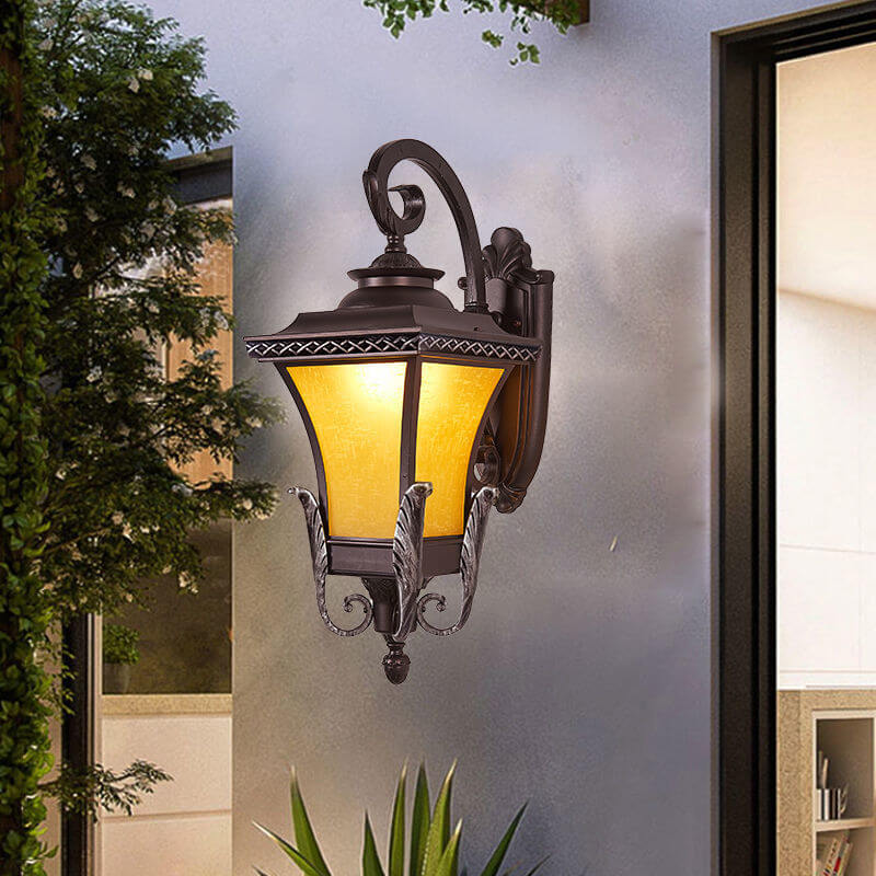 Europäisches Vintage Outdoor Quadrat Käfig Aluminium Glas 1-Licht Wandlampe | Brehn