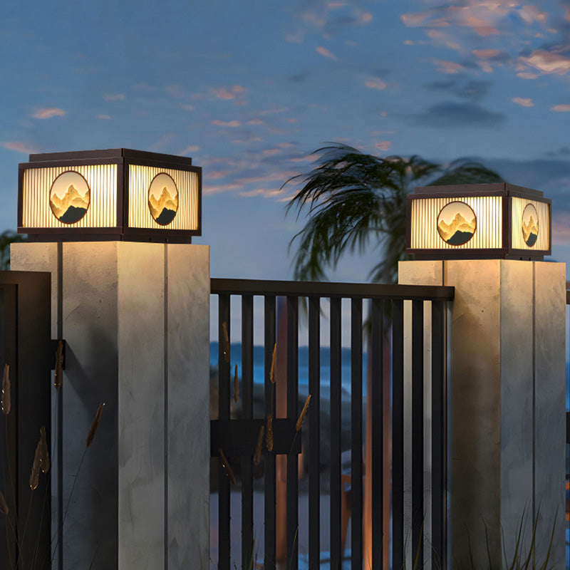 Modern minimalist Solar wasserdicht quadratisch Aluminium Glas LED Postkopflicht für Garten | Brehn