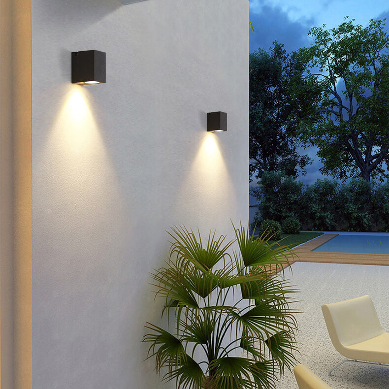 Modernes Outdoor-Wasserdichtes Quadrat-Spotlight Einstellbarer Winkel LED Garten Wand Sconce Lampe | Brehn