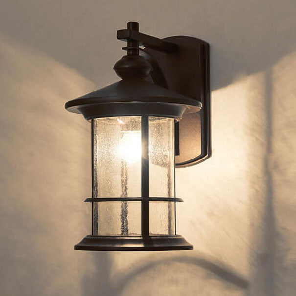 Industrielle Vintage Blasen-Glas-Säule 1-Licht Außen wasserdichte Wand Leuchte Lampe | Brehn