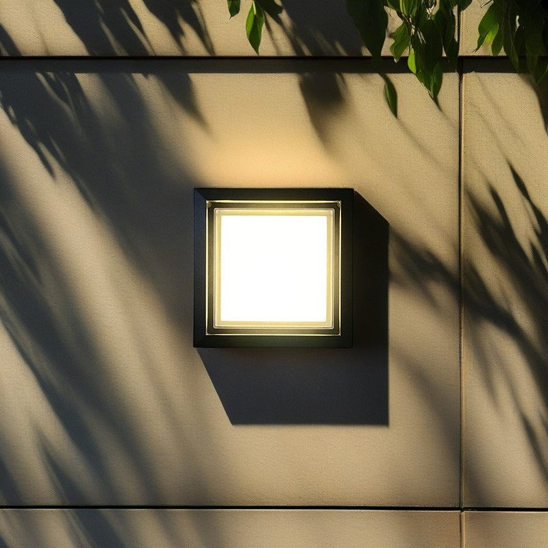 Moderne Minimalistische Wasserdichte Quadratische Aluminium Acryl LED Außenwandlampe Für Garten | Brehn