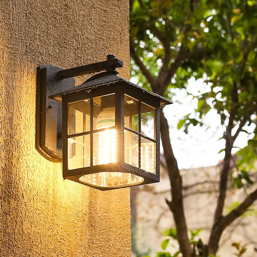 Moderne Einfachheit Wasserdicht Aluminium Quadrat Glas Schirm 1-Licht Wand Sconce Lampe Für Outdoor Patio | Brehn