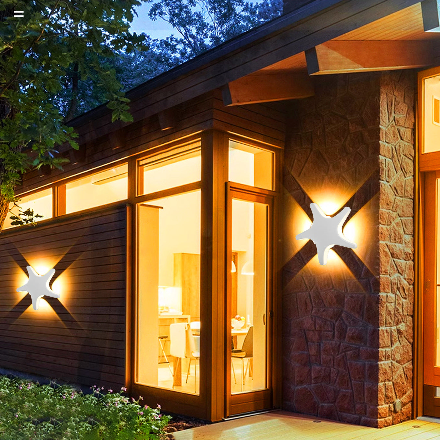Moderne, schlichte LED-Wandleuchte aus Aluminium im Seestern-Design, wasserdicht, für die Terrasse