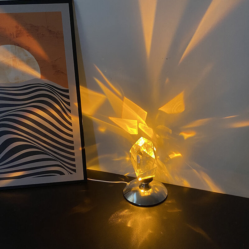 Brehn | LuxorLite Diamant Crystal LED Tischlampe | Luxuriöses Stimmungslicht | 3- oder 16-Farbenwechsel | Kabelloses Nachtlicht
