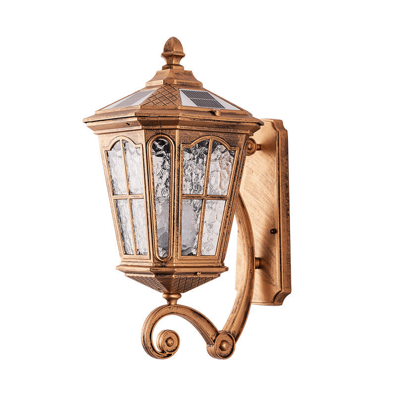Europäische Solar-Außenlaterne Aluminium Glas Wasserdicht 1-Licht Wand Scone Lampe | Brehn