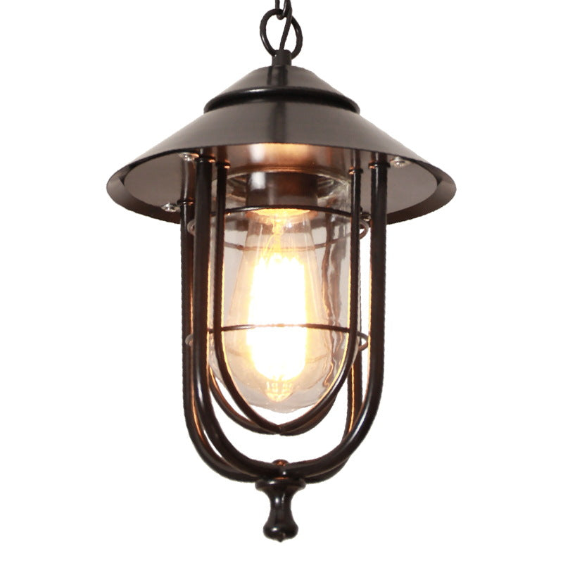 Industrielle Vintage Aluminium Käfig Glas 1-Licht Außen wasserdichte Pendelleuchte | Brehn