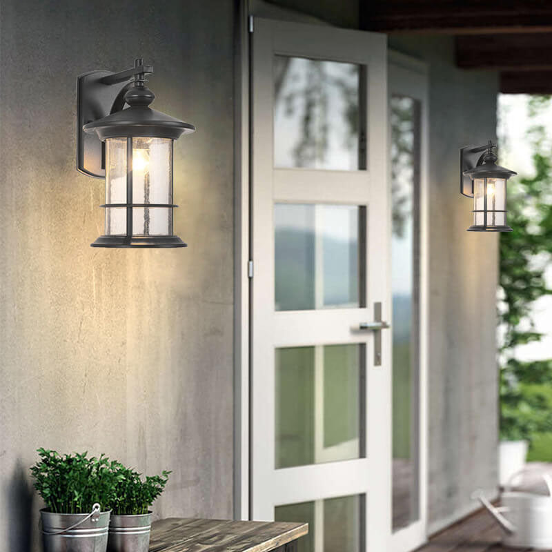 Industrielle Vintage Blasen-Glas-Säule 1-Licht Außen wasserdichte Wand Leuchte Lampe | Brehn