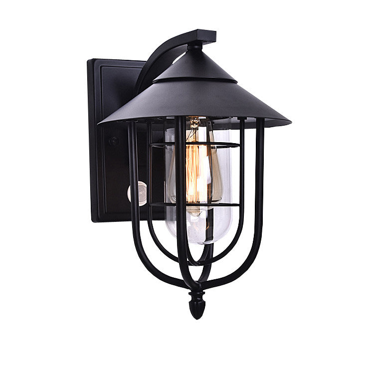 Zeitgenössische industrielle Eisen wasserdichte menschliche Körpersensor 1-Licht Außenwand Sconces Lampe für Außenpatio | Brehn