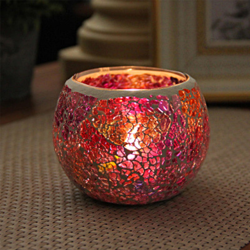 Europäischer Retro Glas Mosaik Teelichthalter