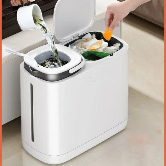 Dual Compartment Dry Wet Section Efficient Modern Home Trash Can | Brehn