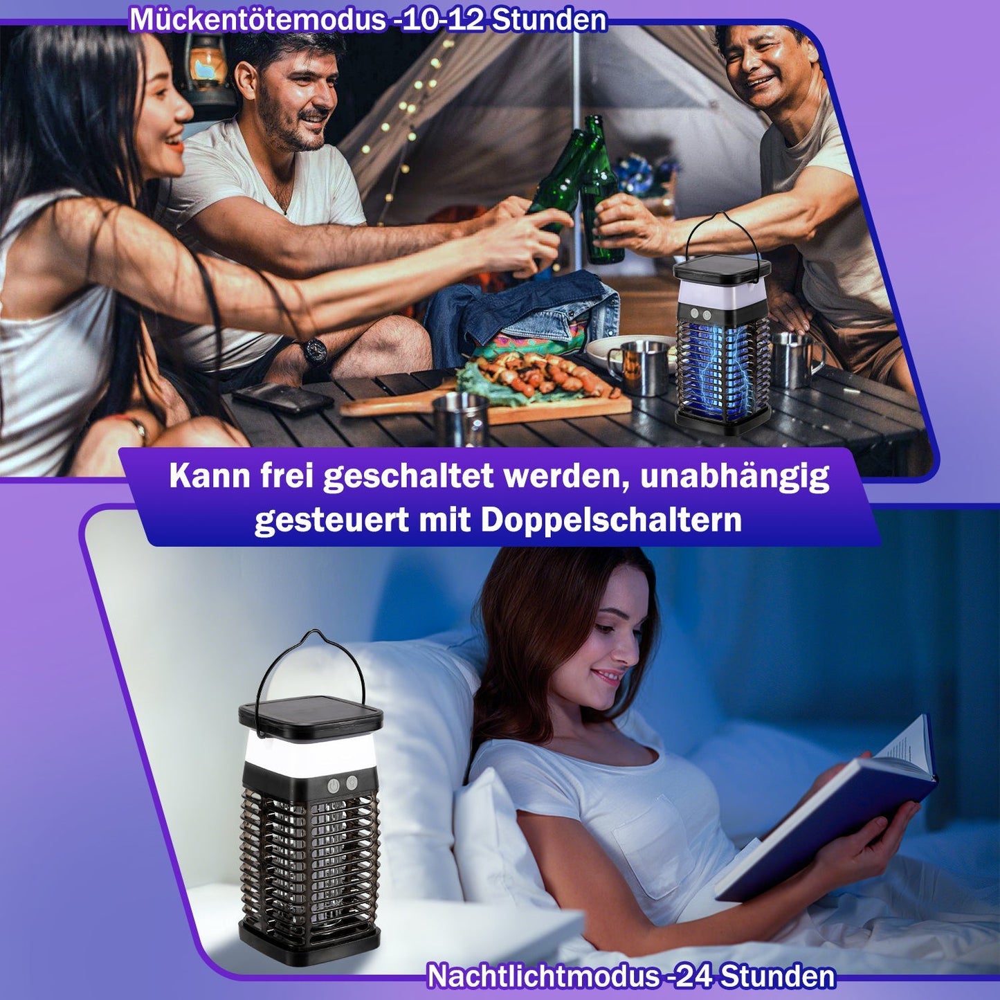 Solar Mückenabwehr-Lampe UV-Licht Mückenlampe RGB | Brehn