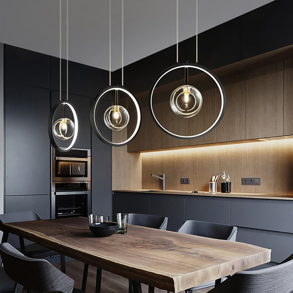 Brehn | Minimalistische Glasballen Pendelleuchte Schwarz