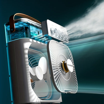 1pc Tragbare Klimaanlage, Tragbarer Luftkühler für den Haushalt, Hydrokühlventilator, Tragbare Luftanpassung für das Büro, 3-Geschwindigkeits-Luftkühlventilator-Luftbefeuchter, 5 Stück befeuchtete Sprühköpfe für Haushaltsgeräte | Brehn
