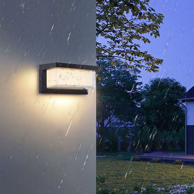 Moderner minimalistischer solarbetriebener rechteckiger PC-LED-Außenwandlampen für den Außenpatio | Brehn