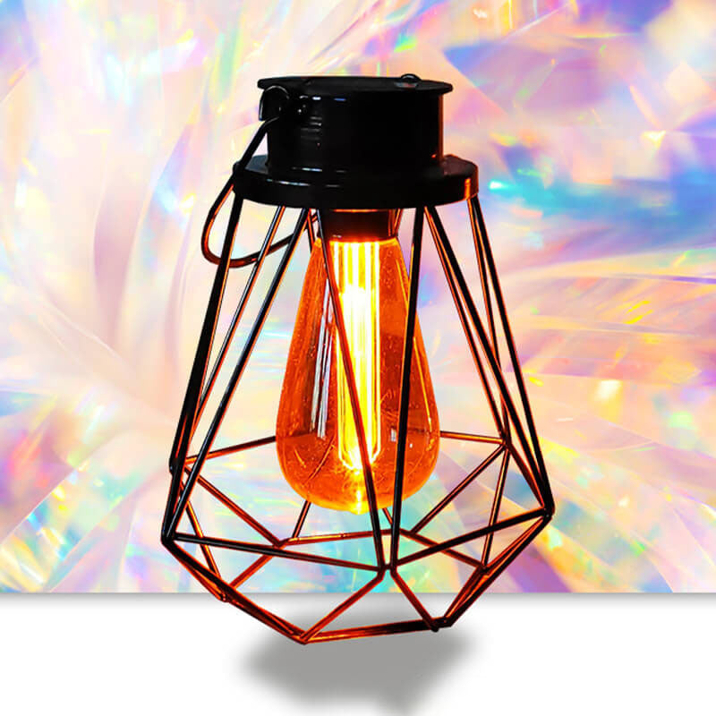 Solar Retro Eisen Laterne Geometrie LED Dekorative Außen Landschaft Licht | Brehn