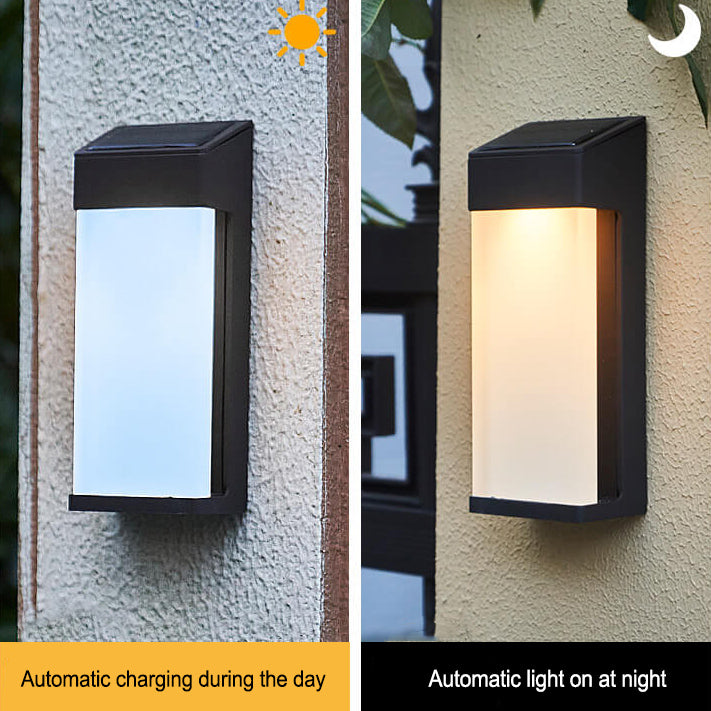 Solar Square Frosted Glass Wasserdichte Außen-LED-Wandleuchte | Brehn