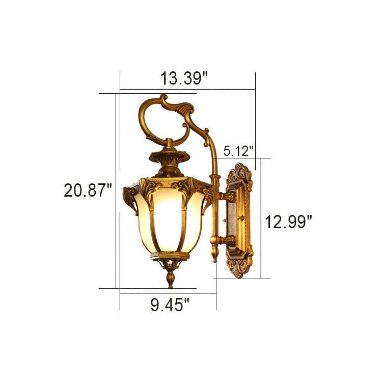 Europäische Retro Aluminium Glas geschnitzte Laterne 1-Licht Außen wasserdichte Wand Sconce Lampe | Brehn