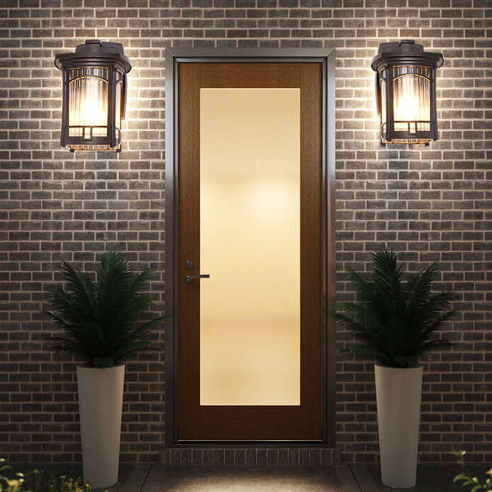 Moderne quadratische Aluminium-Glas-carved 1-Licht Außen wasserdichte Wandlampe | Brehn