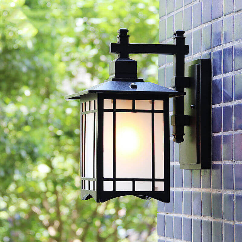 Moderne, wasserdichte Solar-Wandleuchte aus Aluminium in Form eines chinesischen Pavillons mit einem Licht