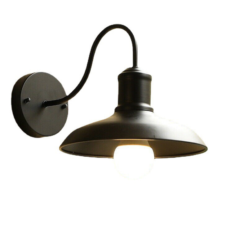 Retro Loft Dome Eisen Außen Wasserdicht 1-Licht Gebogene Arm Wand Sconce Lampe | Brehn