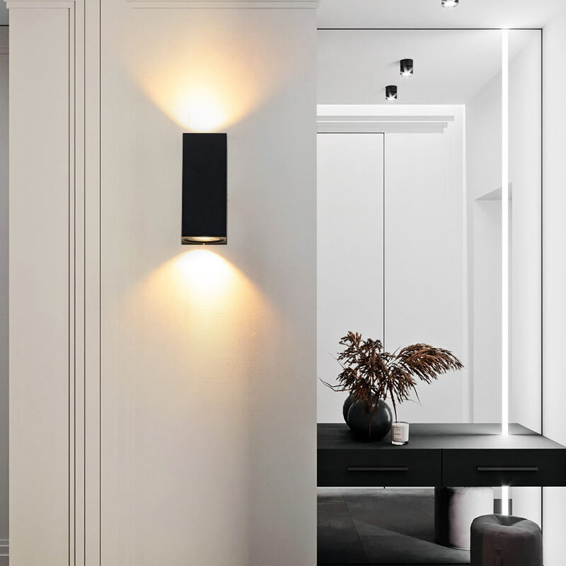 Moderne einfache Außen wasserdichte Aluminium-Glas-Zylinder 2-Lampen-Wandleuchte | Brehn