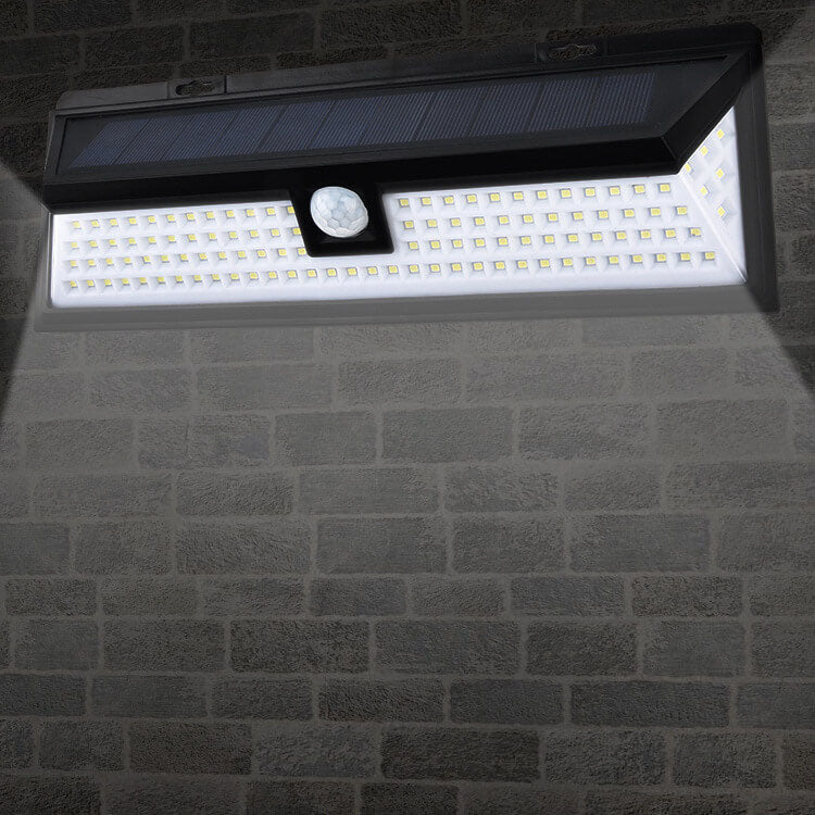 Moderne schwarze rechteckige menschliche Sensor Solar wasserdichte Außen Garten LED Wandlampe | Brehn