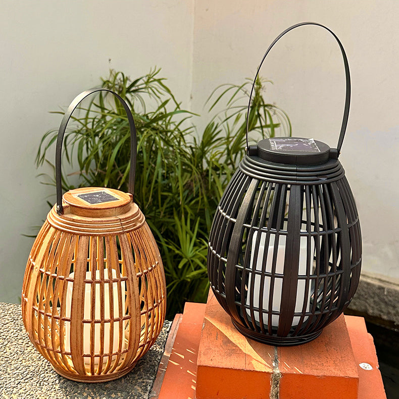 Moderne Art Deco Solar Runde Laterne Rattan LED Außen Landschaftslicht Für Garten | Brehn