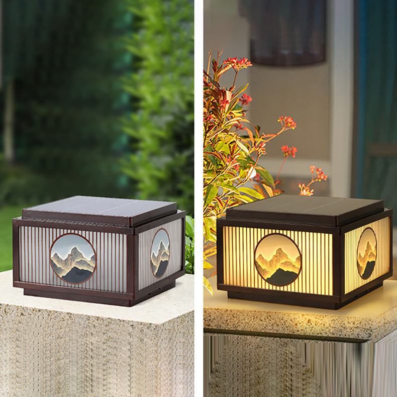 Modern minimalist Solar wasserdicht quadratisch Aluminium Glas LED Postkopflicht für Garten | Brehn