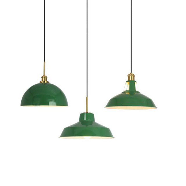 RetroDome Pendelleuchte im Industrie-Vintage-Stil | Grünes Eisenkuppel-Design | Einzelflammig | Rustikale Deckenbeleuchtung