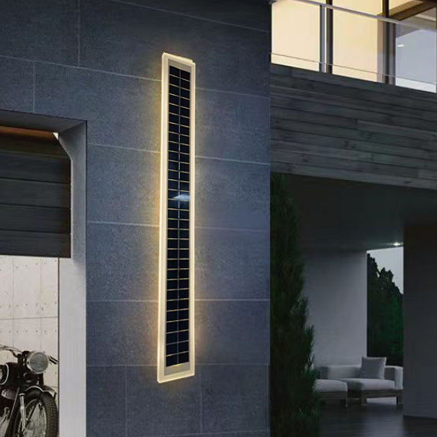 Minimalistische Outdoor Solar Rechteck Streifen Wasserdicht Patio LED Wandleuchte Lampe | Brehn